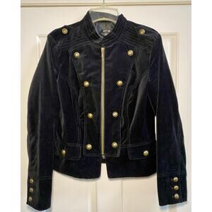 Apt 9 Black Velvet Jacket Sz12 Shorter Length Lined Military Fitted